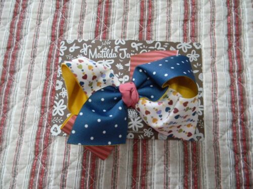 NEW IN BAG MATILDA JANE HEARTSTRINGS MIXED PRINT LARGE WEE ONES HAIRBOW - Picture 1 of 1