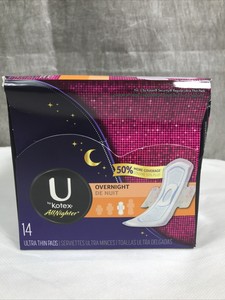 Lot Of 2 U By Kotex Overnight Ultra Thin Pads With Wings 14 Pads Ea Ebay
