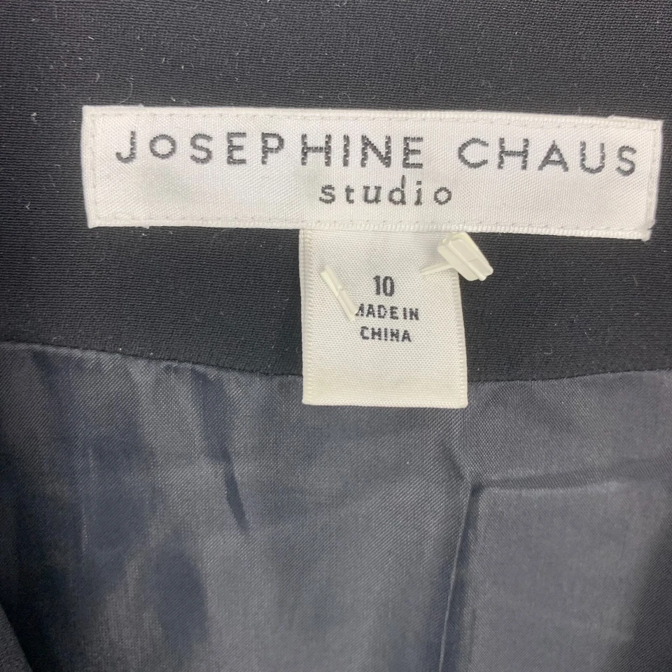 Chaqueta Vintage Josephine Chaus 100% Seda Talla 10 Negra Blazer Bolsillos Minimalista Foto 4 de 4