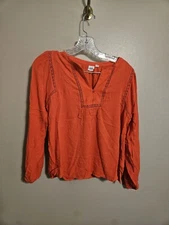 Gap Women’s Red Long Sleeves Crochet Inlays Rayon Lightweight Blouse Size XS P