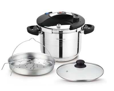 Litre Pressure Cooker with LED Pressure Display, Steamer Basket