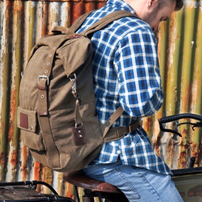 Oxford Waterproof Heritage Motorrad Rucksack Vintage Bike Rucksack Khaki 30L