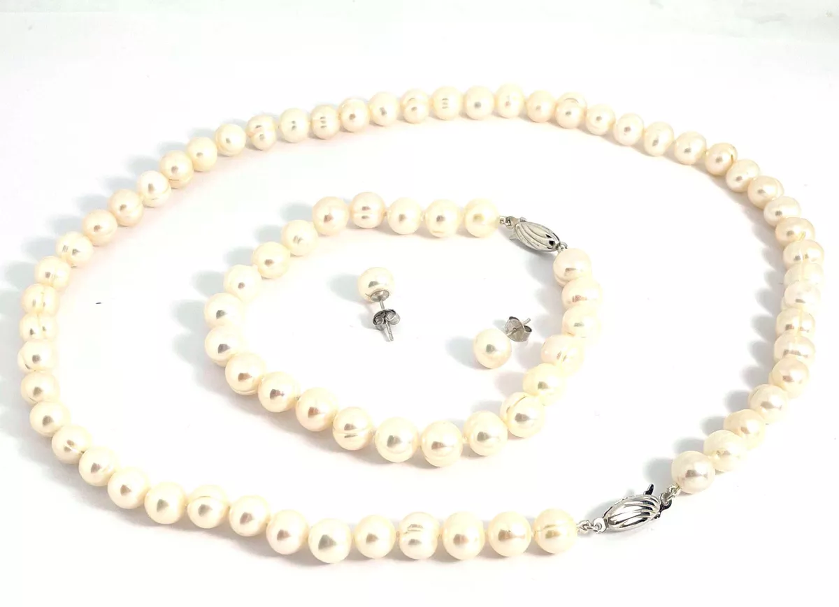 Exquisite Natural Freshwater Pearl Jewellery Silk Hand knotted AAA quality Hmade