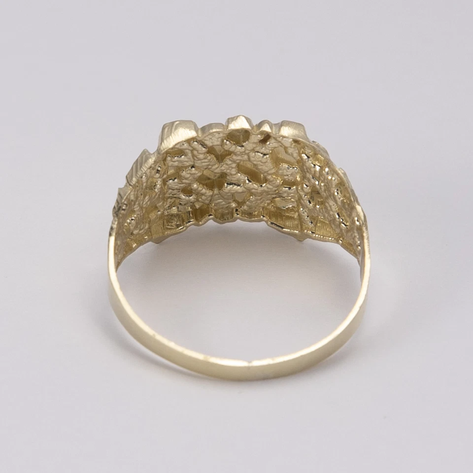 SOLID 10K Yellow White Gold Medium Nugget Design Initial Letter Ring All Sizes - Image 4 of 4