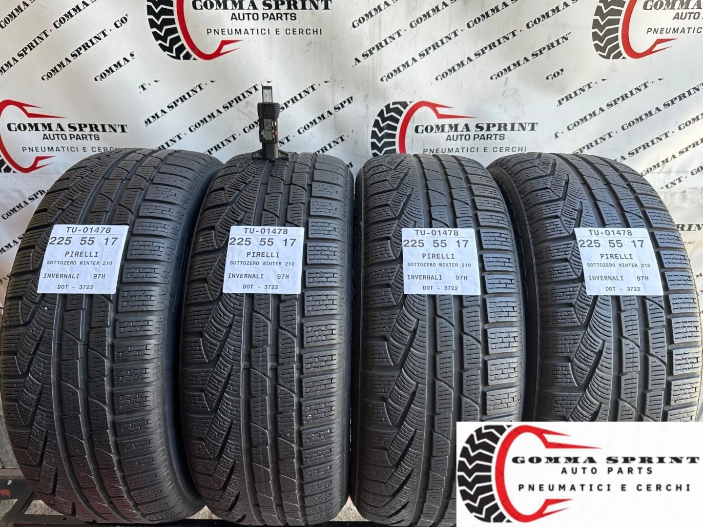 4 PNEUMATICI DI OCCASIONE 225/55/17 PIRELLI INVERNALI 75% GOMME 225 55 17