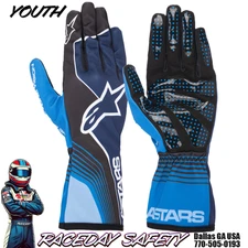 Alpinestars Youth Tech-1 K RACE S V2 FUTURE Kart Race Gloves Navy/Blue Crest 78