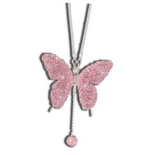Bling Butterfly Diamond Car Accessories for Women, Crystal Car Rear View Pink