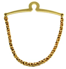 Gold Tie Collar Bar Thick Rope Chain Hook Button 2-1/2" inch Vtg Men's Accessory