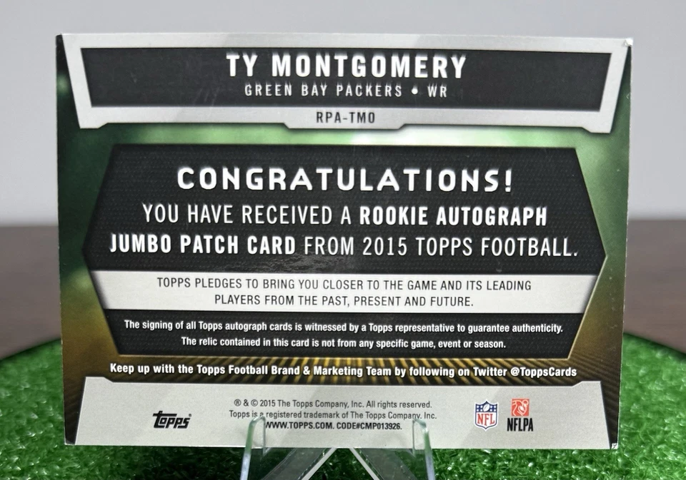2015 Topps Rookie/50 Ty Montgomery #RPA-TMO RPA Jumbo Patch Auto (RC) Packers🟢 Foto 3 de 4