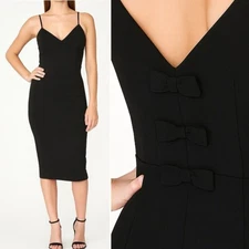 NWT Lulus You're a Gift Black Bow Back Bodycon Midi Sheath Dress Size Small NEW