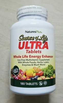NaturesPlus Source of Life ULTRA Multivitamin - 180 Tablets - Iron-Free Exp 4/27
