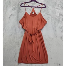 Venus Dress Womens M Brown Rust Draped Bloused Tie Front Mini Stretch Strappy