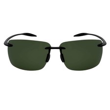 MAUI - Rimless TR90 Thin Sports Wrap Sunglasses Matte Black Green Polarized
