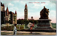 Postcard Bombay Maharashtra Lord Reay Statue Buildings 1910s DB View