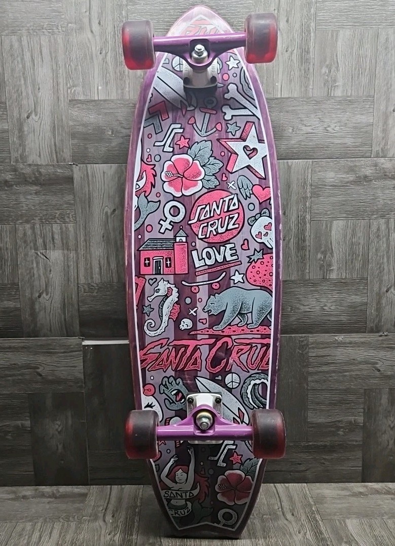 Santa Cruz Doodle Shark Mid Cruzee Complete Skateboard Purple 9.75" X 32.92"
