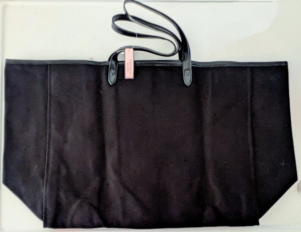 Victoria's Secret Bolso de Viaje Grande Lona Lentejuelas Dorado Rosa 13" X 22" Nuevo Foto 3 de 4