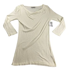 Michael Stars Womens Drape Neck Top One Size Vanilla 3/4 Sleeve NWT