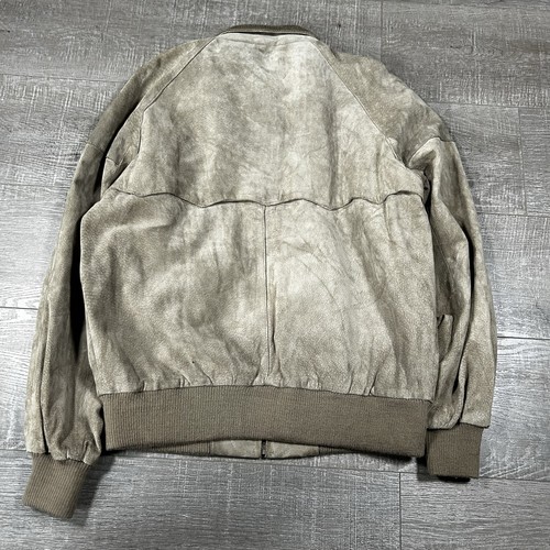 Chaqueta de bombardero de cuero gamuza vintage hecha en Corea forro a cuadros 21x26 envejecida - Imagen 2 de 8