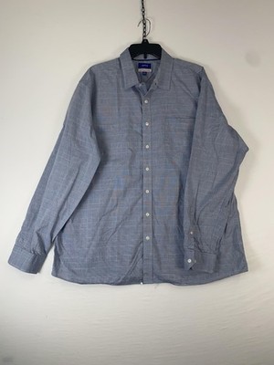 APT.9 Dress Shirt Mens 2XL Blue Plaid Smart Temp Cotton Button Up Long Sleeve