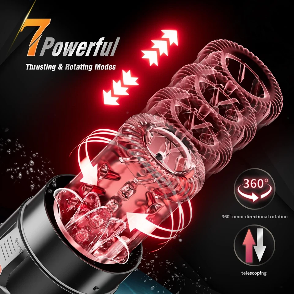 Masturbadores masculinos automático manos libres taza de empuje acariciador giratorio juguete sexual para hombres Foto 3 de 4