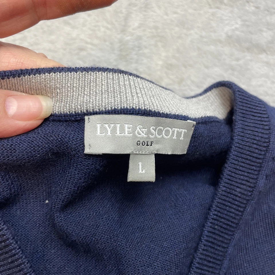 Royal Dornoch Golf Club Sweater Mens L Navy Merino Wool Scotland Lyle & Scott - Image 3 of 4