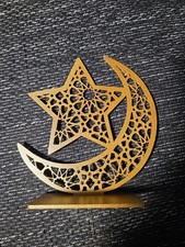 Deko Mond Und Stern Aus Holz In Gold Zum Stecken