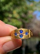 18ct gold diamond natural sapphire ring antique H&S 1903