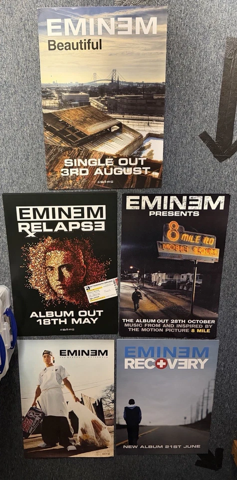 5 RARE ORIGINAL UNUSED 72x51cm BILLBOARD RECORD STORE POSTERS - EMINEM (1990’s) - Image 1 of 1