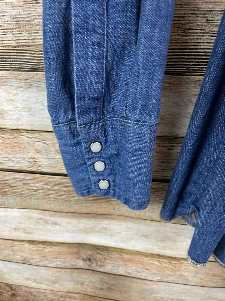 Camisa occidental a presión de perlas de manga larga con dientes de sierra de la marca Dee Cee para hombre talla 17-35 Foto 4 de 4