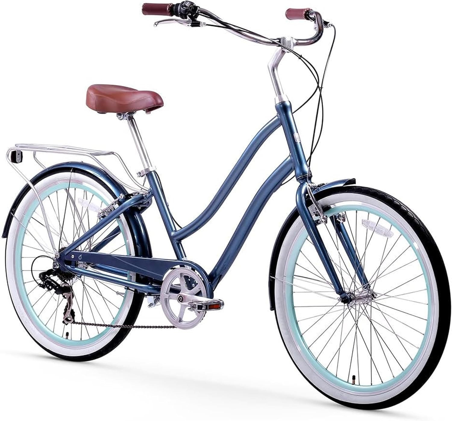 Evryjourney Women'S Beach Cruiser Bike, Step-Through Touring Hybrid Bicycle