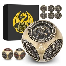 7-in-1 Rotating Metal Dice Set DND RPG Tabletop Game Fidget Spinner for Adults