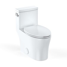 Elongated One Piece Toilet Dual Flush Modern Ceramic Soft Close Seat Comfort