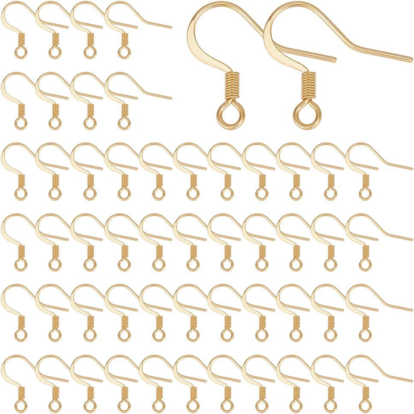 100 StüCk 18 Karat Vergoldete Ohrhaken 316 Edelstahl Ohrringhaken Mit Schlaufen-image