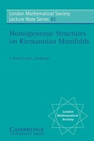 Homogeneous Structures On Riemannian Manifolds F. Tricerri (U. A.) Taschenbuch