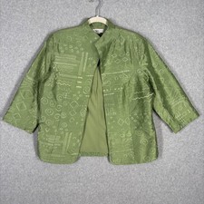 Coldwater Creek Silk Embroidered Jacket Medium Boho India Tribal Artsy Blazer