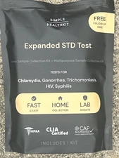 Expanded STD Test Kit- Simple Health Kit  Exp 1/9/2026 Free Shipping