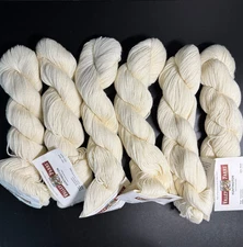 VALLEY YARNS - 6 Skeins "Cream White" 218 Yards 75% Wool 25% Nylon - NOS
