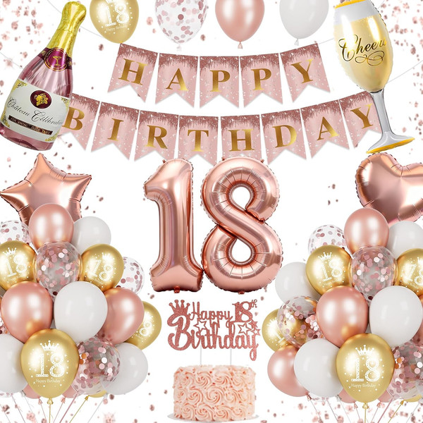 Deko 18. Geburtstag MäDchen, RoséGold 18 Geburtstag Deko, 18. Geburtstag Luftbal-image
