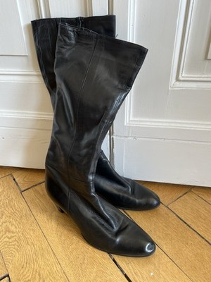 Remonte Damen Reitstiefel kniehoch Leder Schwarz EU 44 Reißverschluss Kitten