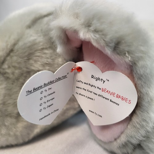 Ty Beanie Buddy " Righty " Nuovo Con Etichette Elezione Elefante 2000 Da Collezione UK - Foto 12 di 12