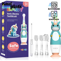 Elektrische ZahnbüRste Kinder 0-6 Jahre LED Licht Smart Timer IPX7 GrüN Einhorn
