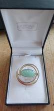 Ortak Malcolm Gray Scottish Silver Brooch Green Chalcedony