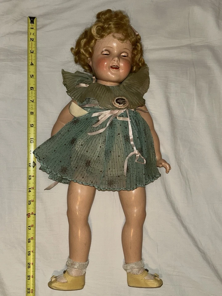 Shirley Temple Ideal Composition Doll 22” Original Clothes, Composition Damaged - Image 2 of 4