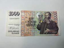 Iceland 1000 Kronur 2001 Great Condition Circulated Banknote Foreign Currency