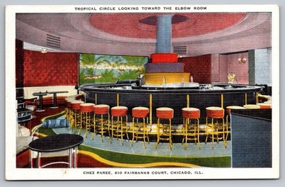 Chicago IL Chez Paree Sapphire Bar Cocktail Lounge 40s UNPTD Restaurant Postcard