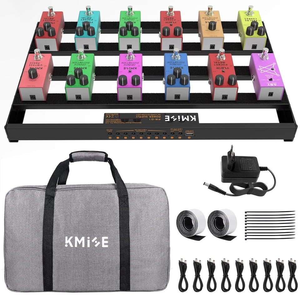 KMISE 49 x 315x 35cm Guitar Pedal Board Mittlere Größe mit eingebautem Netzteil Git...