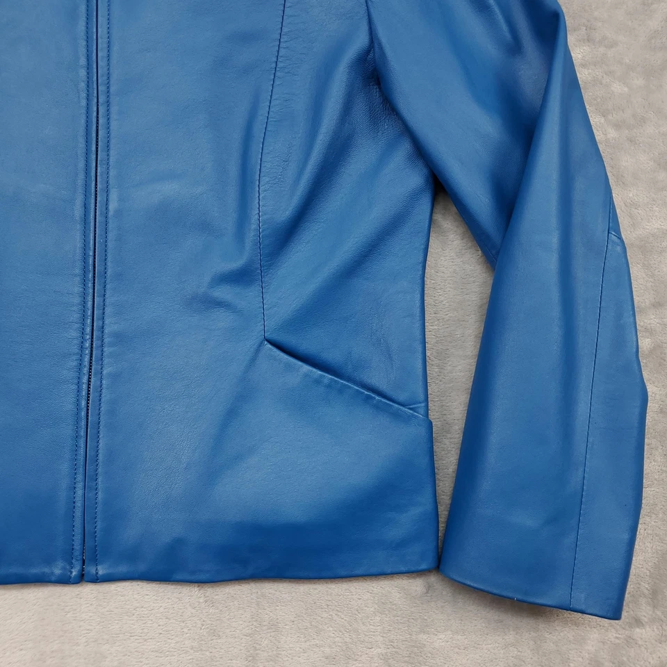 Pendleton Jacket Womens Small Petite Blue Leather Full Zip Front Lined Classic - Image 4 of 4