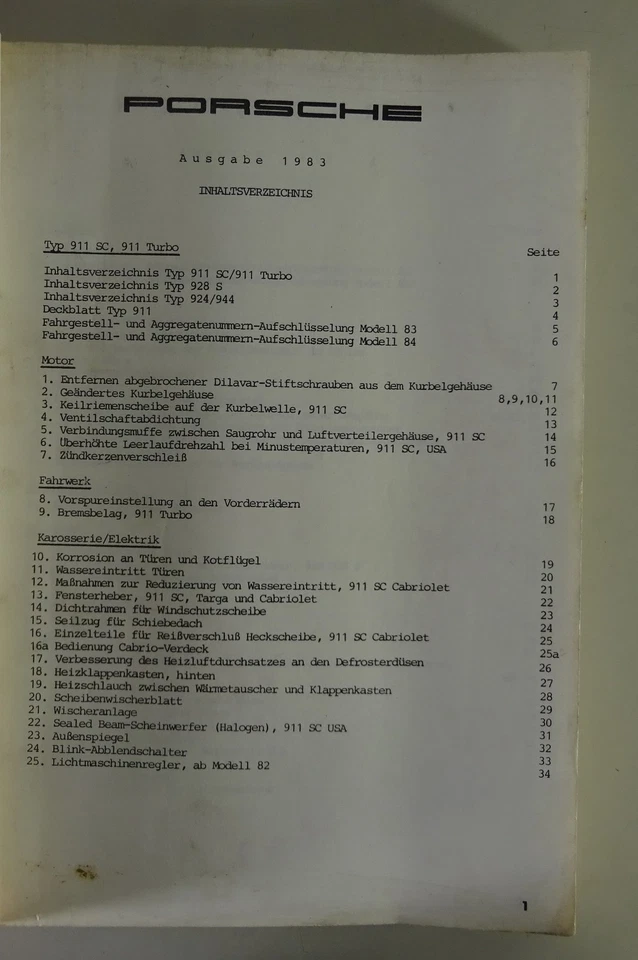 Manual De Taller Porsche 911, 944, 924, 928 Informe De Calidad De Servicio 1983 - Imagen 2 de 4