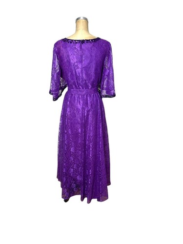 1980s purple lace formal dress by Mike Benet Plus Size - Picture 5 of 9