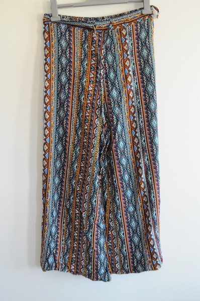 tree of Life Pants Womens Size Small Blue Red yellow geometric Wide Leg